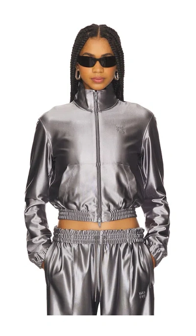 Alexander Wang Shrunken Zip-up Jacket In Gray