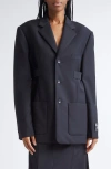 Alexander Wang Oversized Blazer With Logo In Blue