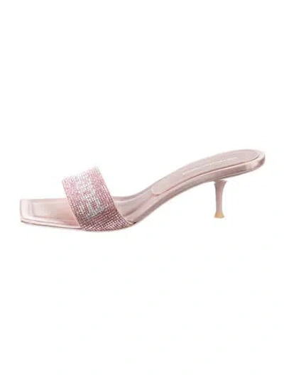 Pre-owned Alexander Wang Signature Logo Crystal Slides In Metallic/pink