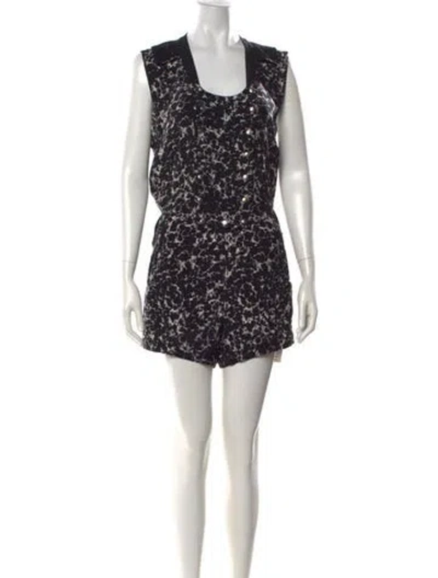Pre-owned Alexander Wang Silk Animal Print Romper In Black