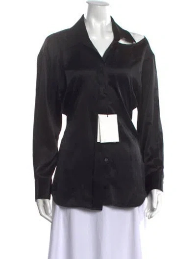 Pre-owned Alexander Wang Silk Asymmetrical Button-up Top W/ Tags In Black