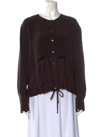 Pre-owned Alexander Wang Silk Crew Neck Blouse In Brown