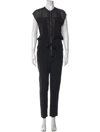 Pre-owned Alexander Wang Silk Crew Neck Jumpsuit In Black