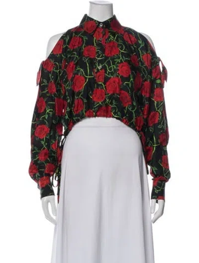 Pre-owned Alexander Wang Silk Floral Print Blouse In Red