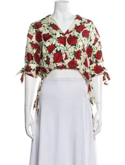 Pre-owned Alexander Wang Silk Floral Print Crop Top In Neutral