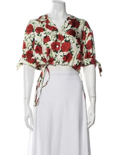 Pre-owned Alexander Wang Silk Floral Print Crop Top In Red