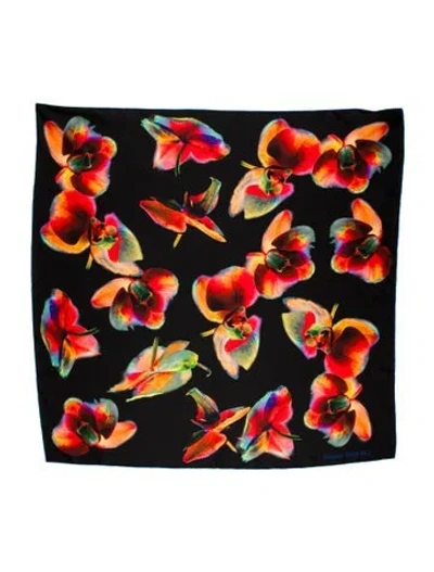Pre-owned Alexander Wang Silk Floral Print Scarf In Red