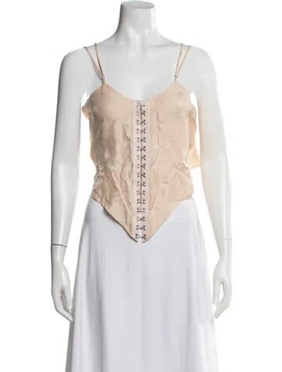 Pre-owned Alexander Wang Silk Graphic Print Crop Top In Pink