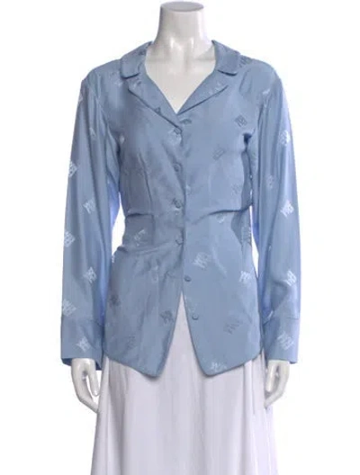 Pre-owned Alexander Wang Silk Graphic Print Pajamas In Blue