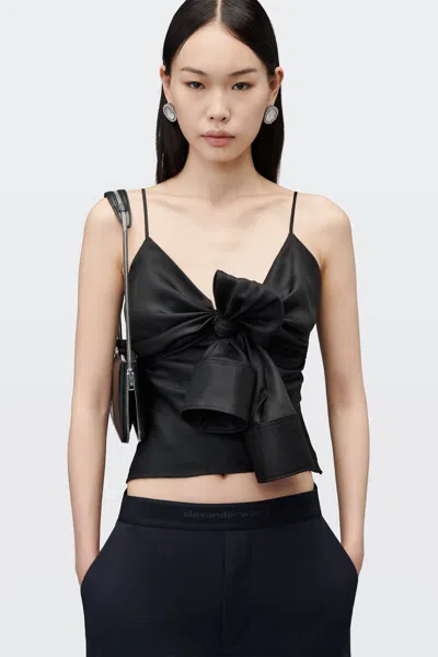 Alexander Wang Silk Knotted Cami Top In Black