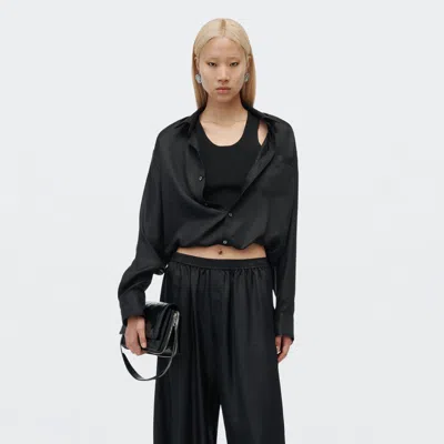 Alexander Wang Silk Layered Cami Shirt Top In Black
