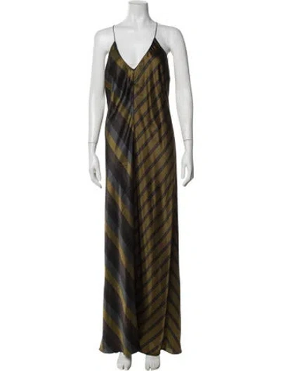Pre-owned Alexander Wang Silk Long Dress In Green/grey