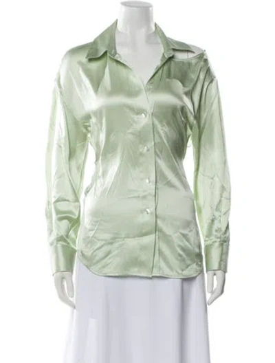 Pre-owned Alexander Wang Silk Long Sleeve Blouse In Green