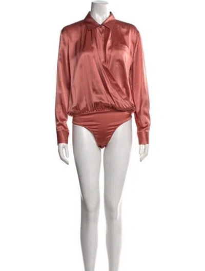 Pre-owned Alexander Wang Silk Long Sleeve Bodysuit W/ Tags In Pink