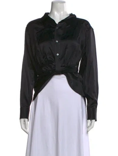 Pre-owned Alexander Wang Silk Long Sleeve Button-up Top In Black