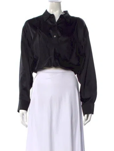 Pre-owned Alexander Wang Silk Long Sleeve Button-up Top In Black