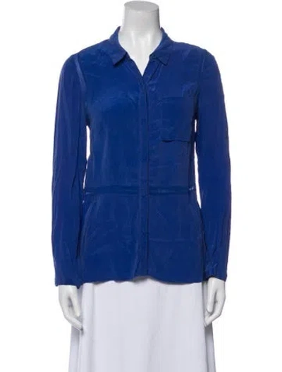 Pre-owned Alexander Wang Silk Long Sleeve Button-up Top In Blue