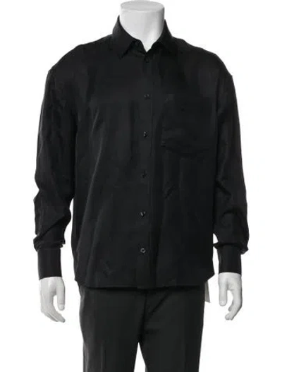 Pre-owned Alexander Wang Silk Long Sleeve Dress Shirt In Black