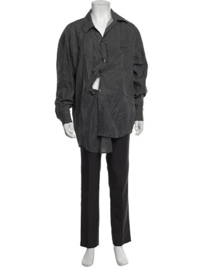Pre-owned Alexander Wang Silk Long Sleeve Dress Shirt W/ Tags In Grey