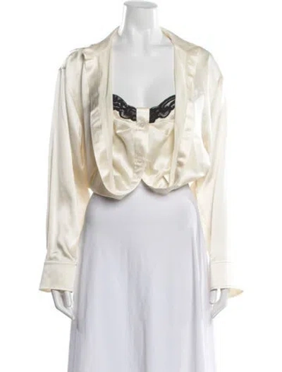 Pre-owned Alexander Wang Silk Long Sleeve Top In Neutral