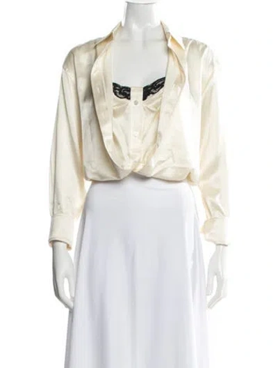 Pre-owned Alexander Wang Silk Long Sleeve Top In White