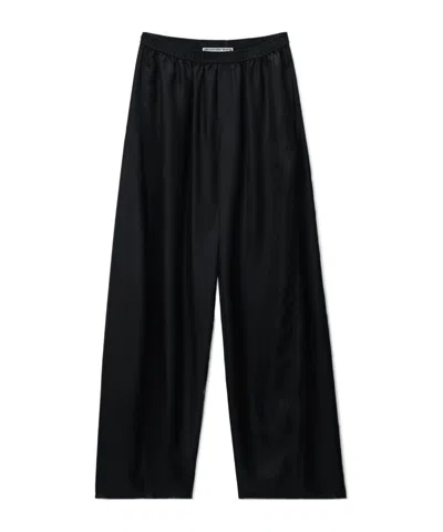 Alexander Wang Silk Mid-rise Track Pant In Black