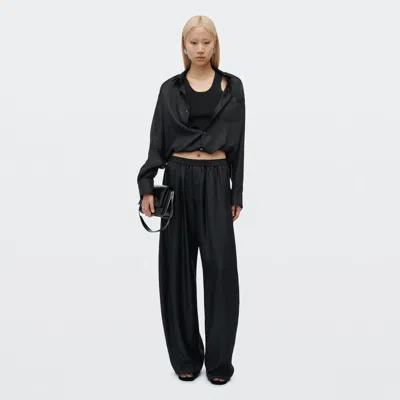 Alexander Wang Silk Mid-rise Track Pant In Black