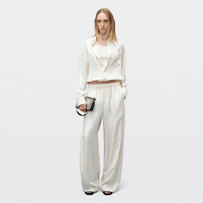 Alexander Wang Silk Mid-rise Track Pant In Ivory