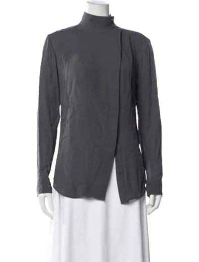 Pre-owned Alexander Wang Silk Mock Neck Top In Grey