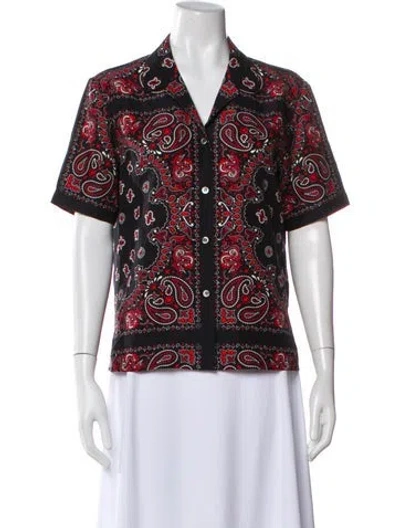 Pre-owned Alexander Wang Silk Paisley Print Button-up Top In Black
