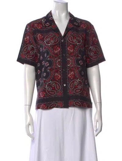 Pre-owned Alexander Wang Silk Paisley Print Button-up Top In Black