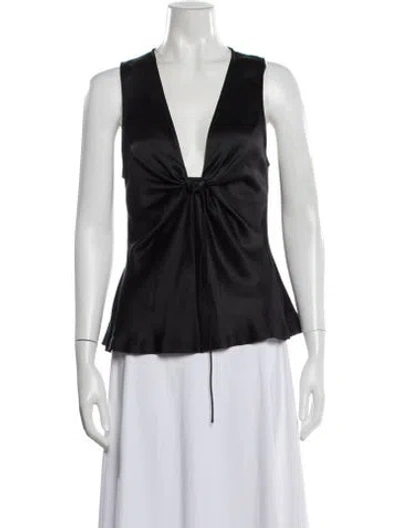 Pre-owned Alexander Wang Silk Plunge Neckline Top In Black