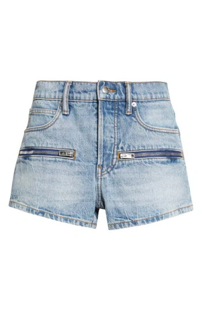 Alexander Wang Silk Prestyle Denim Shorts In Blue