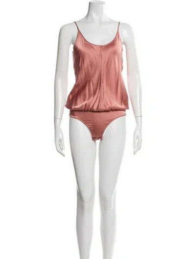 Pre-owned Alexander Wang Silk Scoop Neck Bodysuit In Pink