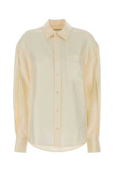 Alexander Wang Ivory Satin Oversize Shirt In Neutral