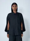 Alexander Wang Silk Shirt With Slashed Sleeves In Black