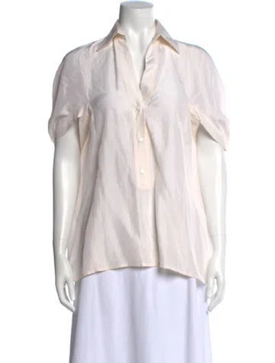 Pre-owned Alexander Wang Silk Short Sleeve Blouse W/ Tags In White