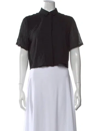 Pre-owned Alexander Wang Silk Short Sleeve Crop Top In Black