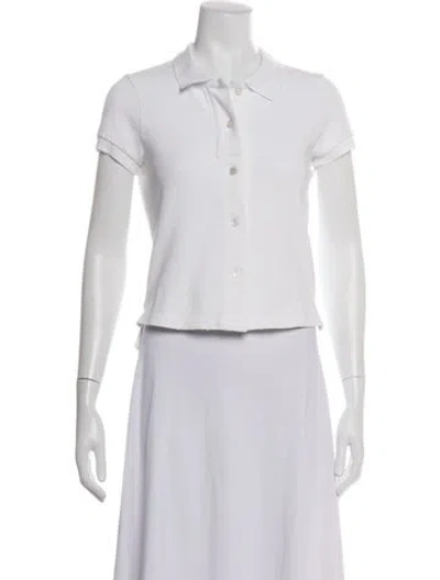 Pre-owned Alexander Wang Silk Short Sleeve Polo In White
