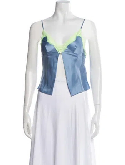 Pre-owned Alexander Wang Silk V-neck Crop Top In Multi