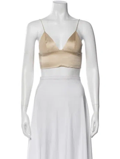 Pre-owned Alexander Wang Silk V-neck Crop Top In Neutral