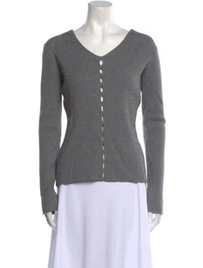 Pre-owned Alexander Wang Silk V-neck Sweater In Gray