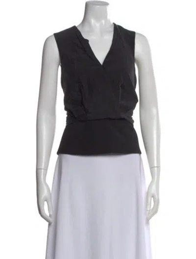 Pre-owned Alexander Wang Silk V-neck Top In Black