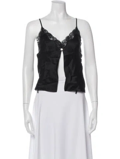 Pre-owned Alexander Wang Silk V-neck Top In Black