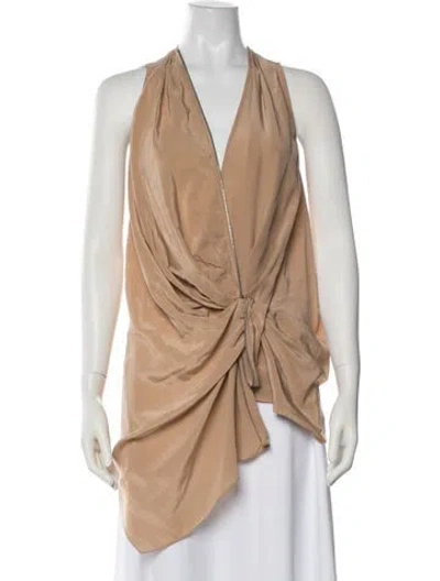 Pre-owned Alexander Wang Silk V-neck Top In Neutral