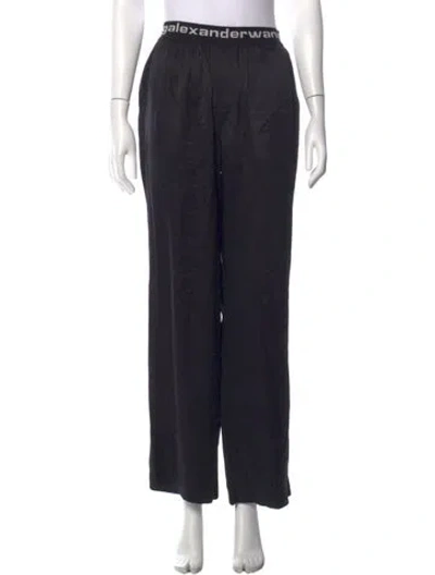 Pre-owned Alexander Wang Silk Wide Leg Pants In Black