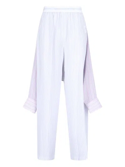 ALEXANDER WANG SILK WIDE-LEG PANTS WITH TROMPE-L'AIL LAYERING