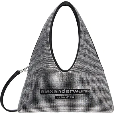 Alexander Wang Silver & Black Pike Crystal Mini Bag In Black/silver
