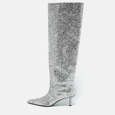 Alexander Wang Silver Glitter Viola Knee Length Boots