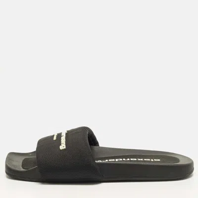 Pre-owned Alexander Wang Size 36 Black Fabric Logo Pool Slide